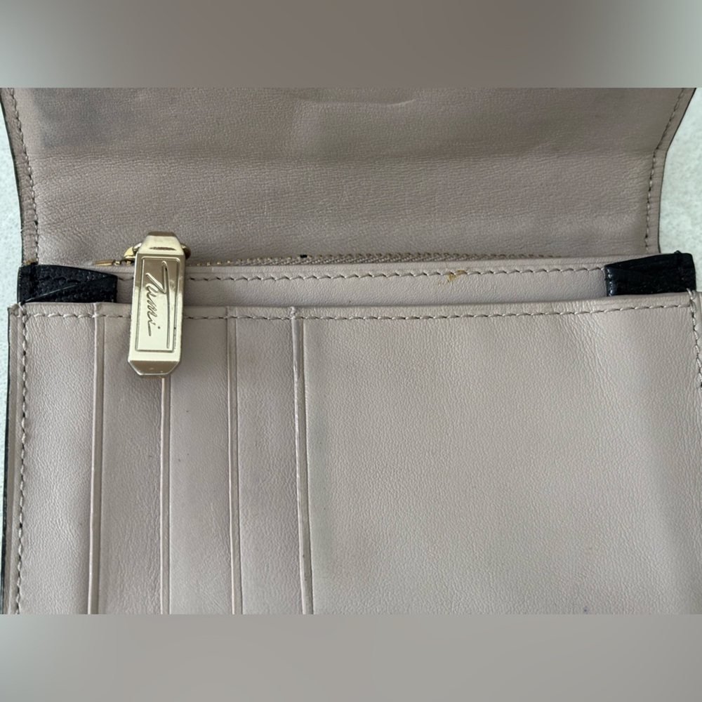 Tumi Black Leather Tri-Fold Vintage Wallet Classic Minimaist Gold Accents Retro - Picture 4 of 13